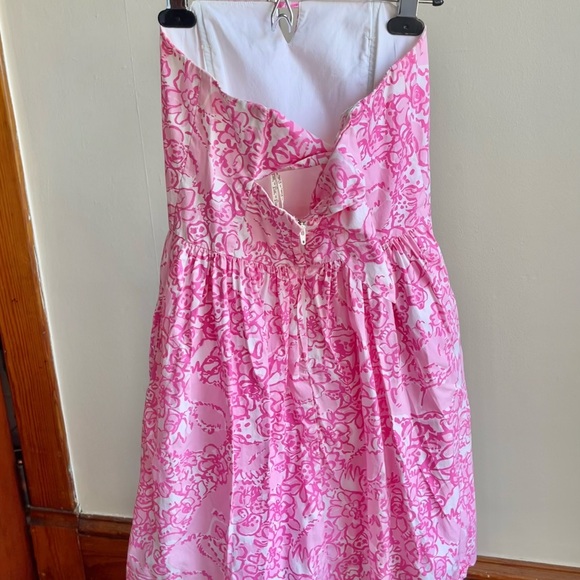 Lilly Pulitzer Pink & White Floral Strapless Dress- Size 0 - Picture 3 of 4